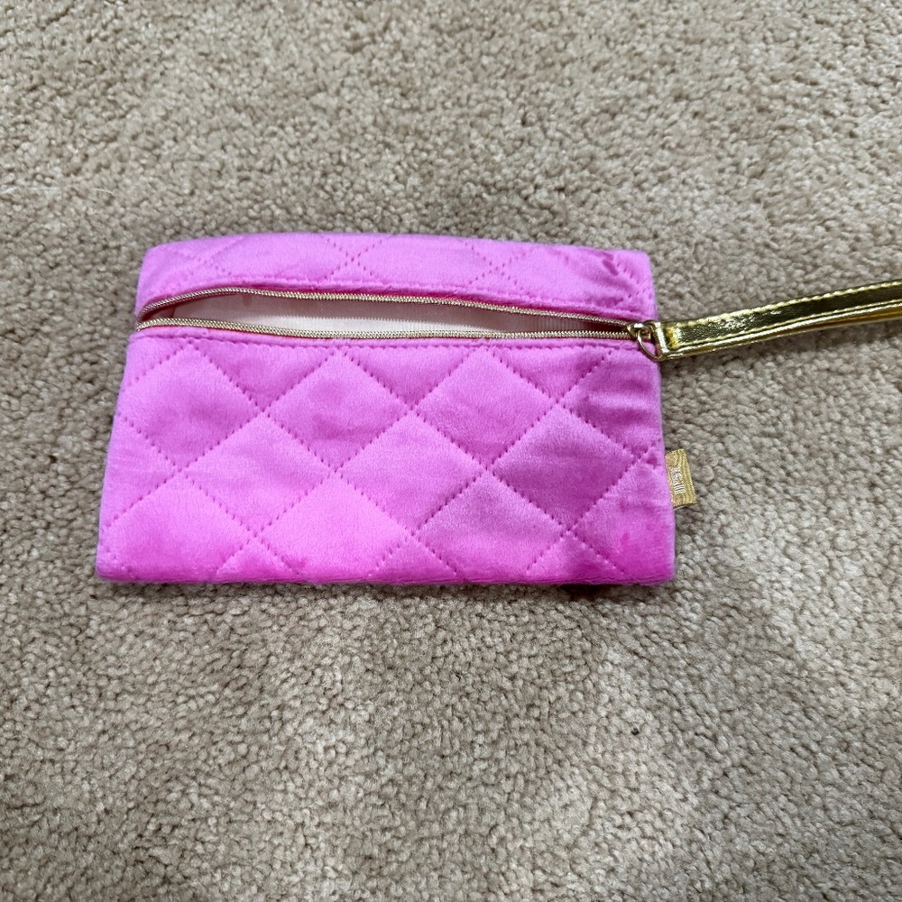 Ipsy Pink Fuzzy Makeup Bag Toiletry Bag Pencil Pouch Trap Sack